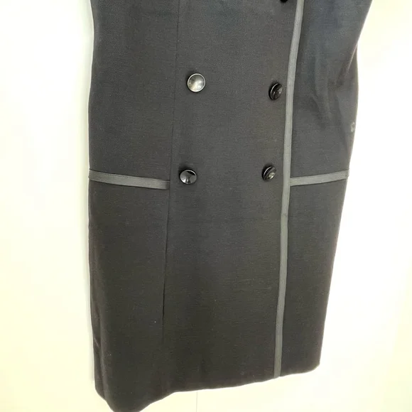 Vintage 1960s Black Wool Dress Mod Military Style Union Made in Canada approx 18 - Picture 5 of 14